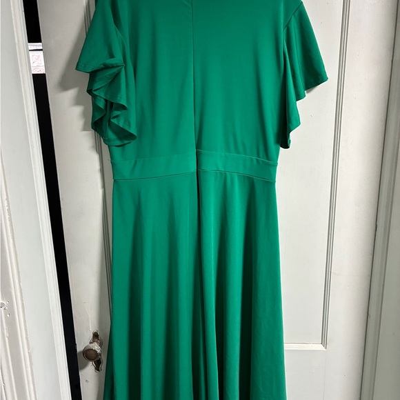 Green Midi Dress - Women's Summer A-Line Dress - Picture 5 of 6
